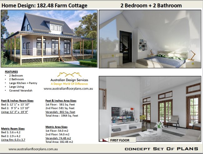 2 Bedroom Modern Cottage Home:182.48 Farm House